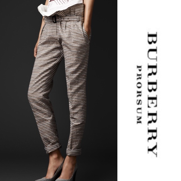 Burberry Prorsum Seersucker Paper Bag Trousers sz 44 (10US)